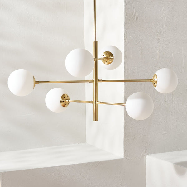 Safavieh BASSETT, Elegant 6-Light Gold Steel Chandelier for Dining Rooms, Foyers & Living Spaces, 32" Wide CHA7003A