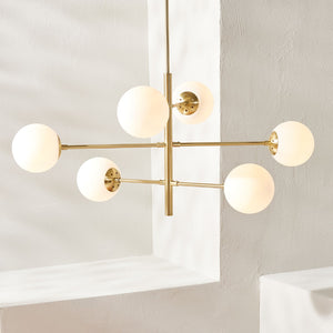 Safavieh BASSETT, Elegant 6-Light Gold Steel Chandelier for Dining Rooms, Foyers & Living Spaces, 32" Wide CHA7003A