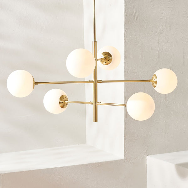Safavieh BASSETT, Elegant 6-Light Gold Steel Chandelier for Dining Rooms, Foyers & Living Spaces, 32" Wide CHA7003A