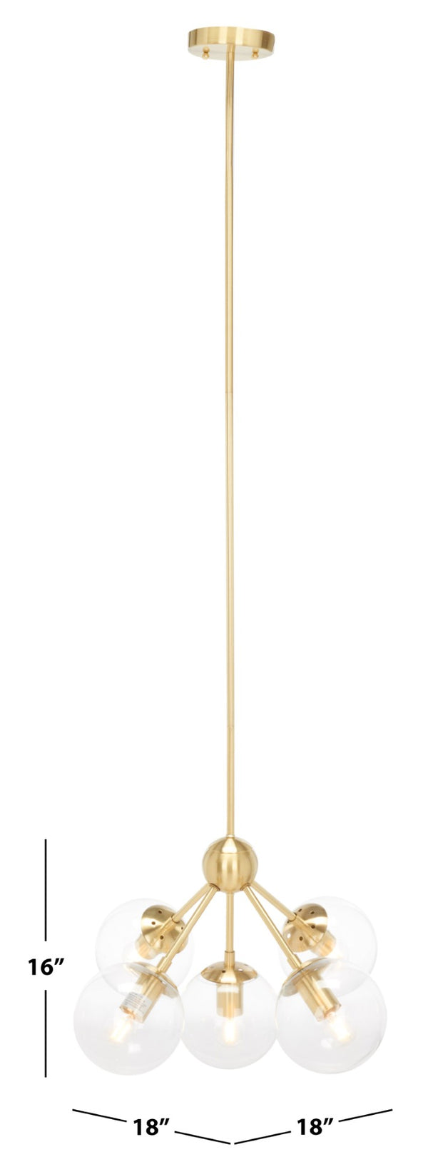 Safavieh ADERYNN, 5-Light 18-Inch Gold Steel Chandelier - Elegant Modern Lighting for Dining & Living Spaces CHA7004A