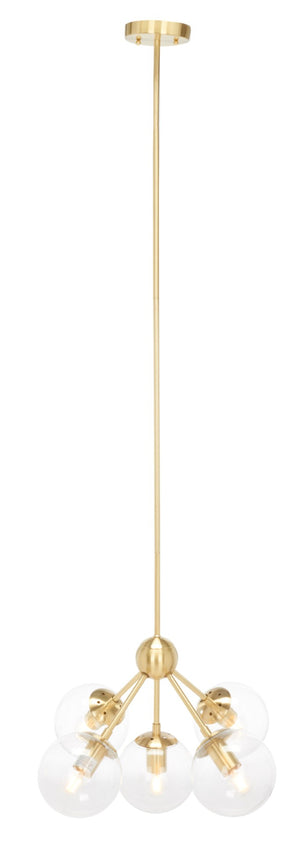 Safavieh ADERYNN, 5-Light 18-Inch Gold Steel Chandelier - Elegant Modern Lighting for Dining & Living Spaces CHA7004A