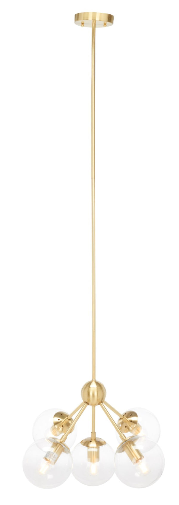 Safavieh ADERYNN, 5-Light 18-Inch Gold Steel Chandelier - Elegant Modern Lighting for Dining & Living Spaces CHA7004A