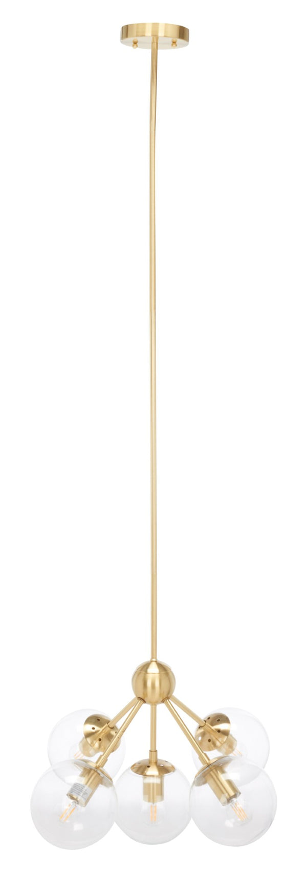 Safavieh ADERYNN, 5-Light 18-Inch Gold Steel Chandelier - Elegant Modern Lighting for Dining & Living Spaces CHA7004A