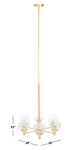 Safavieh JAYDE, Modern 6-Light Gold Steel Chandelier - Elegant Fixture for Dining Rooms and Living Spaces CHA7005A