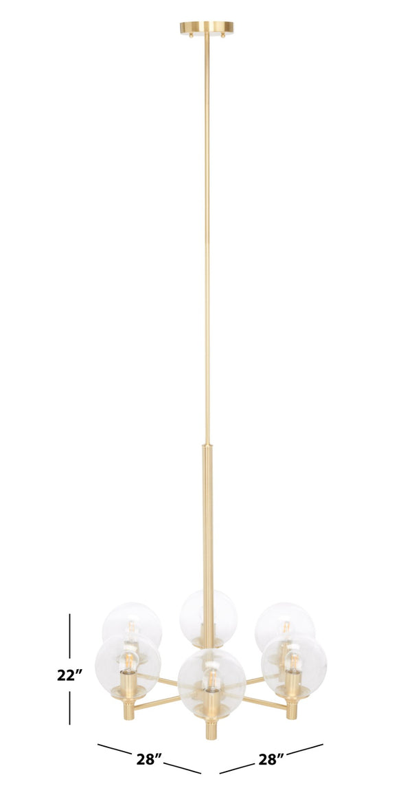 Safavieh JAYDE, Modern 6-Light Gold Steel Chandelier - Elegant Fixture for Dining Rooms and Living Spaces CHA7005A