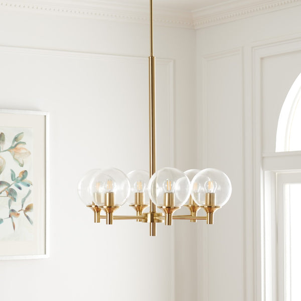 Safavieh JAYDE, Modern 6-Light Gold Steel Chandelier - Elegant Fixture for Dining Rooms and Living Spaces CHA7005A