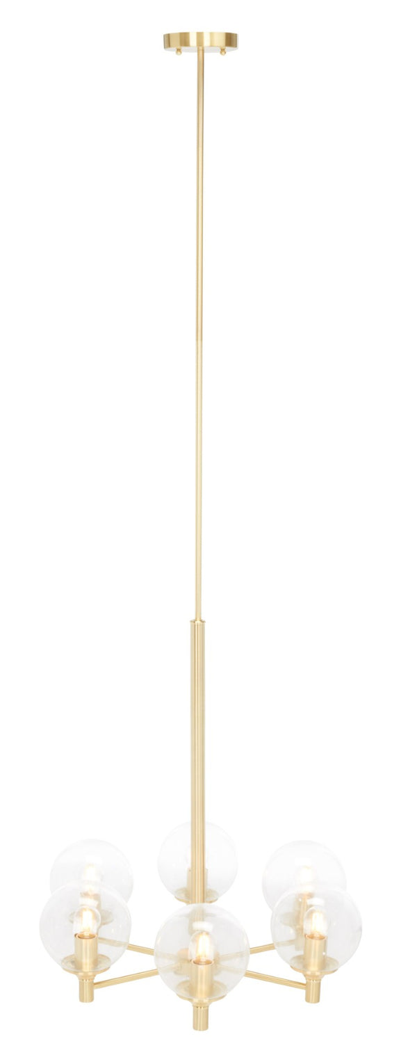 Safavieh JAYDE, Modern 6-Light Gold Steel Chandelier - Elegant Fixture for Dining Rooms and Living Spaces CHA7005A