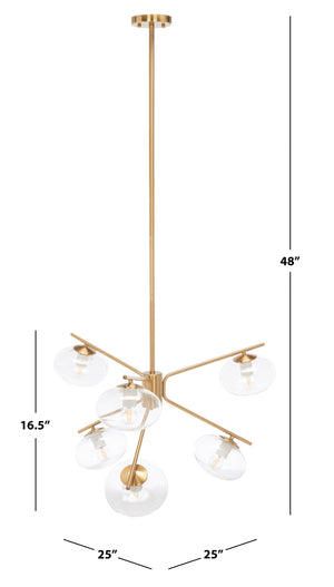 Safavieh BARTOLI, Elegant 6-Light Brass & Steel Chandelier - Timeless Design for Dining & Living Spaces CHA7009A