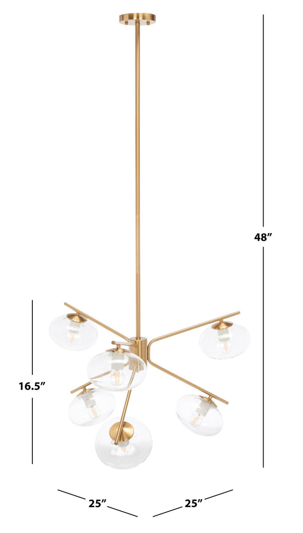 Safavieh BARTOLI, Elegant 6-Light Brass & Steel Chandelier - Timeless Design for Dining & Living Spaces CHA7009A