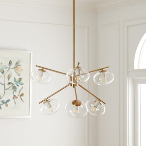 Safavieh BARTOLI, Elegant 6-Light Brass & Steel Chandelier - Timeless Design for Dining & Living Spaces CHA7009A