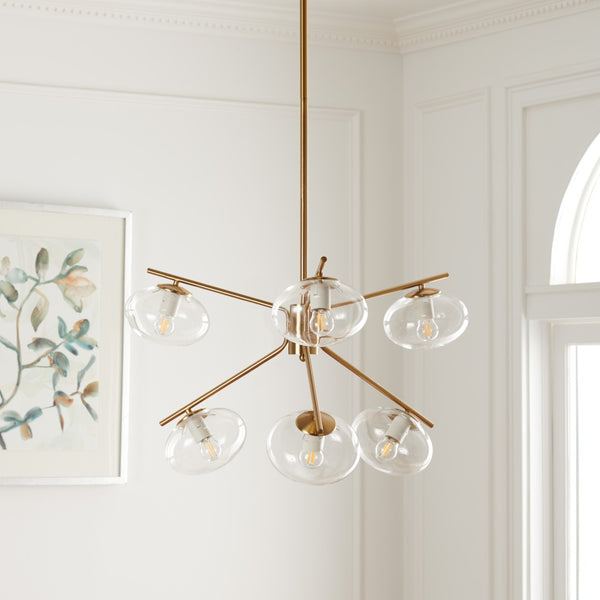 Safavieh BARTOLI, Elegant 6-Light Brass & Steel Chandelier - Timeless Design for Dining & Living Spaces CHA7009A