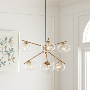 Safavieh BARTOLI, Elegant 6-Light Brass & Steel Chandelier - Timeless Design for Dining & Living Spaces CHA7009A