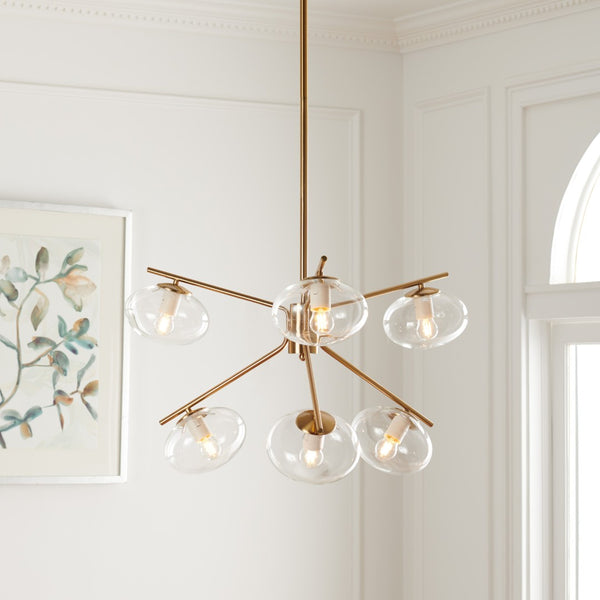 Safavieh BARTOLI, Elegant 6-Light Brass & Steel Chandelier - Timeless Design for Dining & Living Spaces CHA7009A