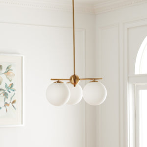 Safavieh CANTRYS, 3-Light Brass Chandelier - 18-Inch Transitional Elegance for Dining & Living Spaces CHA7010A