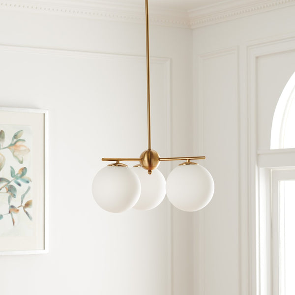 Safavieh CANTRYS, 3-Light Brass Chandelier - 18-Inch Transitional Elegance for Dining & Living Spaces CHA7010A