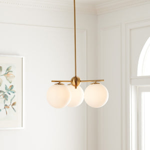 Safavieh CANTRYS, 3-Light Brass Chandelier - 18-Inch Transitional Elegance for Dining & Living Spaces CHA7010A