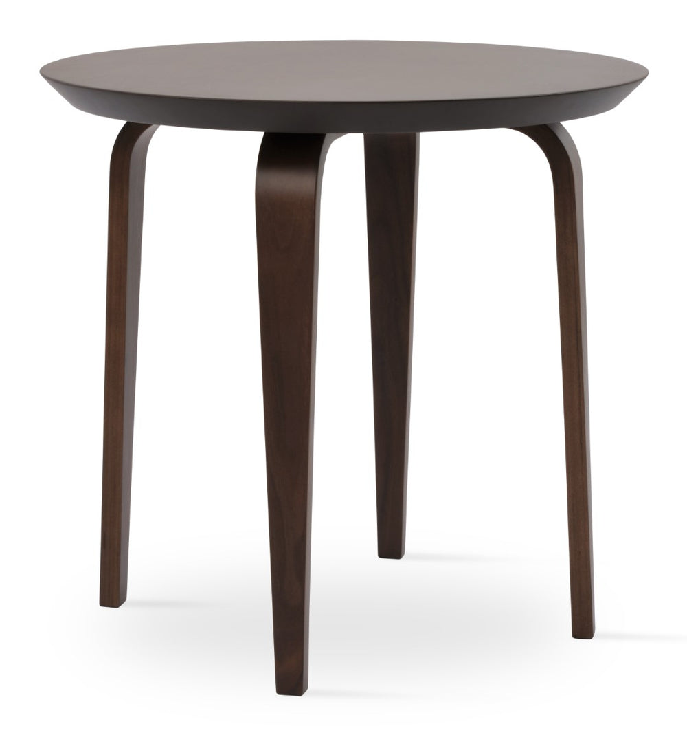 Soho Concept Hudson End Table - Stylish Walnut Veneer Top With Polished Stainless Steel Frame - Modern Accent Piece Walnut  Soho-concept-dining-chair-13656