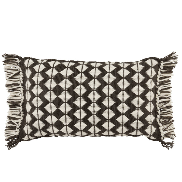Jaipur Living Jaipur Living Perdita Bohemian Chevron Woven Tasseled Throw Pillow for Indoor Outdoor Use Black 13" x 21" PLW103701