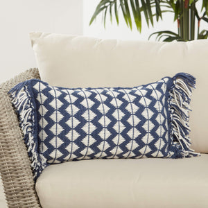 Jaipur Living Jaipur Living Perdita Bohemian Chevron Woven Tasseled Throw Pillow for Indoor Outdoor Use Dark Blue 13" x 21" PLW103702