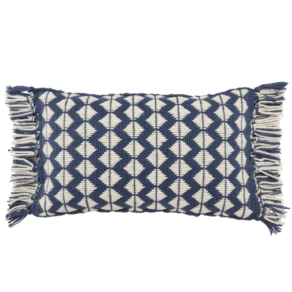Jaipur Living Jaipur Living Perdita Bohemian Chevron Woven Tasseled Throw Pillow for Indoor Outdoor Use Dark Blue 13" x 21" PLW103702