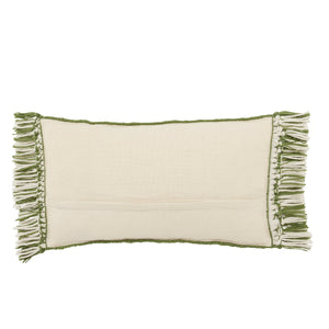 Jaipur Living Jaipur Living Perdita Bohemian Chevron Woven Tasseled Throw Pillow for Indoor Outdoor Use Green 13" x 21" PLW103703