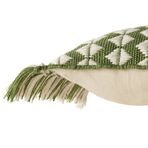 Jaipur Living Jaipur Living Perdita Woven Geometric Chevron Pillow Cover for Indoor Outdoor Decor Green 13" x 21" PLC102425