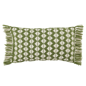 Jaipur Living Jaipur Living Perdita Bohemian Chevron Woven Tasseled Throw Pillow for Indoor Outdoor Use Green 13" x 21" PLW103703