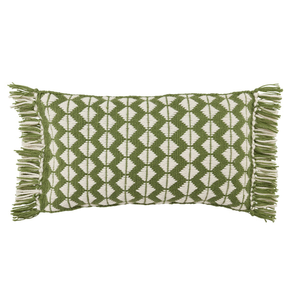 Jaipur Living Jaipur Living Perdita Bohemian Chevron Woven Tasseled Throw Pillow for Indoor Outdoor Use Green 13" x 21" PLW103703