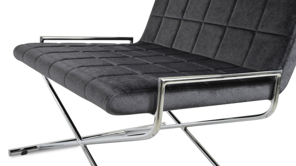 Soho Concept Chelsea X Sled Base Chairs - Elegant Boucle, Velvet & Nubuck Fabrics With 10-year Guarantee, 350 Lb Capacity Chrome,Grey  Soho-concept-dining-chair-12981