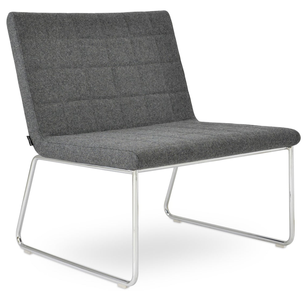 Soho Concept Chelsea Chair - Modern Chrome Sled Base, Durable Camira Blazer Wool & Boucle Fabric, 10-year Warranty Chrome,Dark Grey  Soho-concept-dining-chair-12986
