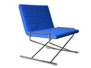 Soho Concept Chelsea X Sleek Chrome Sled Base Chair In Camira Blazer Wool Or Boucle Fabric - 10-year Guarantee! Blue  Soho-concept-dining-chair-12976