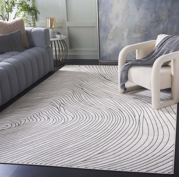 Safavieh Chiffon 5ft 3in X 7ft 6in Green And Ivory Area Rug - Stylish, Durable, And Perfect For Modern Decor! Green ,Ivory Polyester Chf750y-5