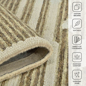 Amer Rugs Chicago Modern Geometric Hand-hooked Area Rug - Elegant Natural Wool Design For Timeless Decor Beige Wool Chi10508