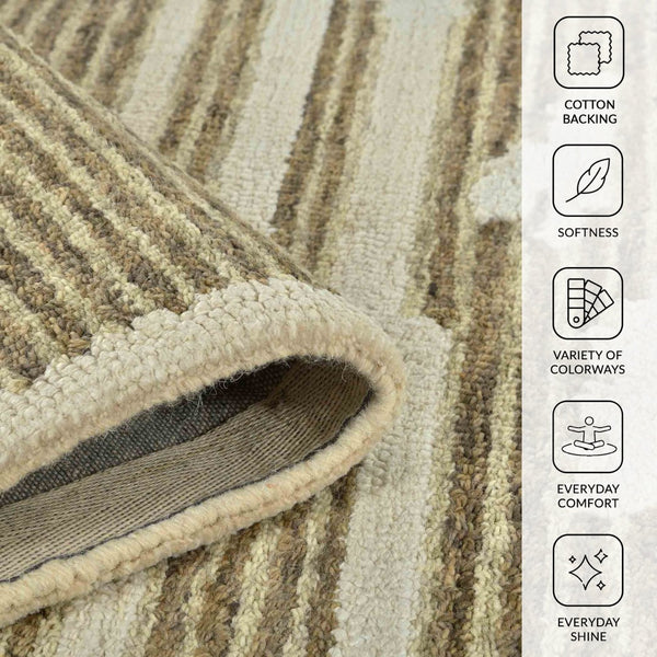 Amer Rugs Chicago Modern Geometric Hand-hooked Area Rug - Elegant Natural Wool Design For Timeless Decor Beige Wool Chi10508