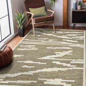 Amer Rugs Chicago Modern Geometric Hand-hooked Area Rug - Elegant Natural Wool Design For Timeless Decor Beige Wool Chi10508