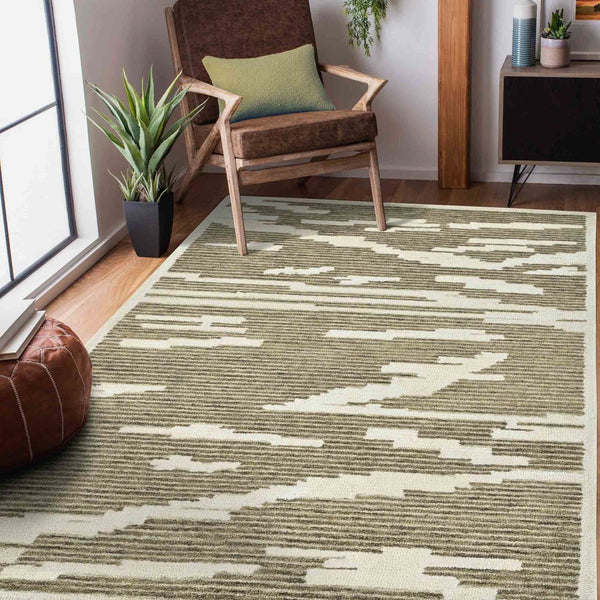 Amer Rugs Chicago Modern Geometric Hand-hooked Area Rug - Elegant Natural Wool Design For Timeless Decor Beige Wool Chi10508