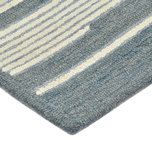 Amer Rugs Chicago Modern Geometric Hand-hooked Area Rug - Elegant Natural Wool Design For Timeless Decor Blue Wool Chi30508