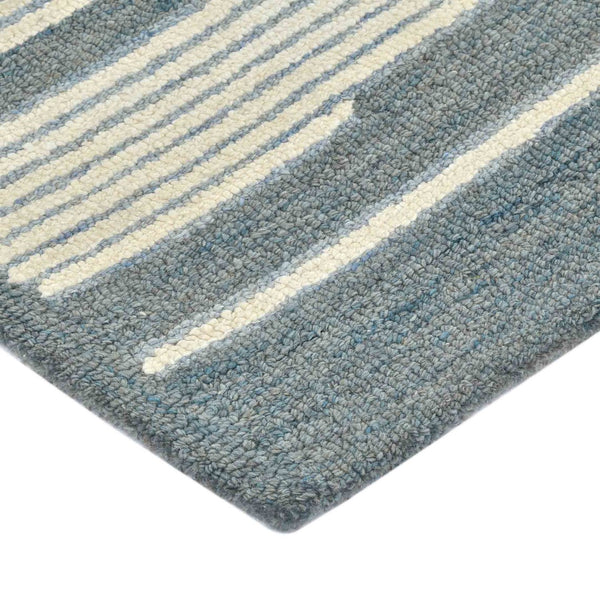 Amer Rugs Chicago Modern Geometric Hand-hooked Area Rug - Elegant Natural Wool Design For Timeless Decor Blue Wool Chi30508
