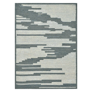 Amer Rugs Chicago Modern Geometric Hand-hooked Area Rug - Elegant Natural Wool Design For Timeless Decor Blue Wool Chi30508