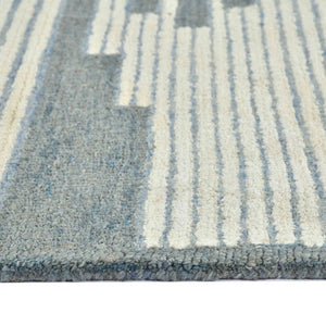Amer Rugs Chicago Modern Geometric Hand-hooked Area Rug - Elegant Natural Wool Design For Timeless Decor Blue Wool Chi30508