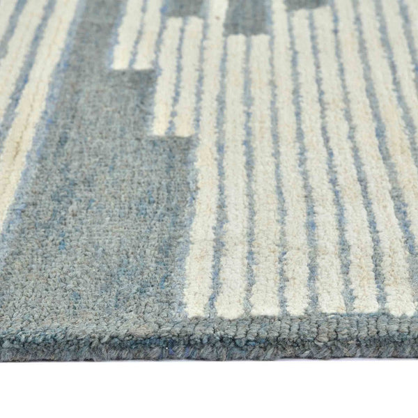 Amer Rugs Chicago Modern Geometric Hand-hooked Area Rug - Elegant Natural Wool Design For Timeless Decor Blue Wool Chi30508