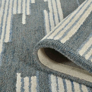 Amer Rugs Chicago Modern Geometric Hand-hooked Area Rug - Elegant Natural Wool Design For Timeless Decor Blue Wool Chi30508