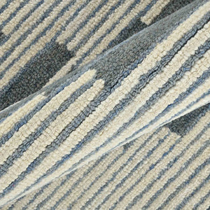 Amer Rugs Chicago Modern Geometric Hand-hooked Area Rug - Elegant Natural Wool Design For Timeless Decor Blue Wool Chi30508
