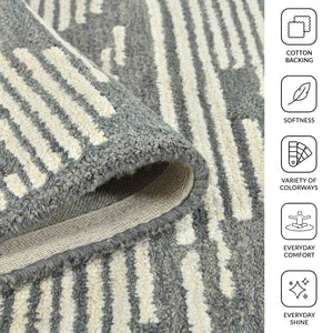 Amer Rugs Chicago Modern Geometric Hand-hooked Area Rug - Elegant Natural Wool Design For Timeless Decor Ivory Wool Chi40810