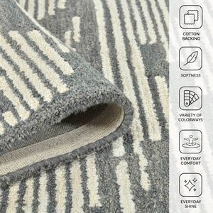 Amer Rugs Chicago Modern Geometric Hand-hooked Area Rug - Elegant Natural Wool Design For Timeless Decor Dark Gray Wool Chi50508