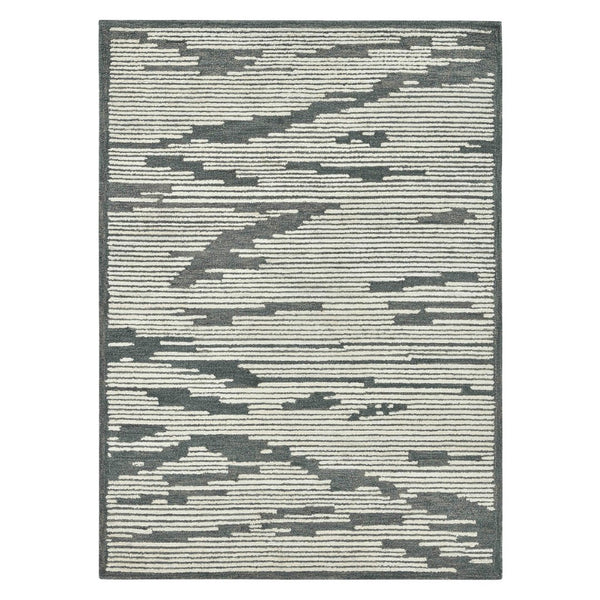 Amer Rugs Chicago Modern Geometric Hand-hooked Area Rug - Elegant Natural Wool Design For Timeless Decor Dark Gray Wool Chi50508