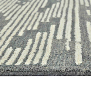 Amer Rugs Chicago Modern Geometric Hand-hooked Area Rug - Elegant Natural Wool Design For Timeless Decor Dark Gray Wool Chi50508