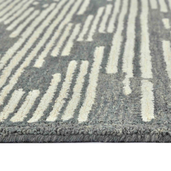 Amer Rugs Chicago Modern Geometric Hand-hooked Area Rug - Elegant Natural Wool Design For Timeless Decor Dark Gray Wool Chi50508