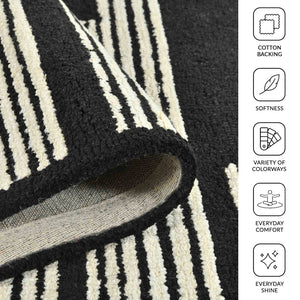 Amer Rugs Chicago Modern Geometric Hand-hooked Area Rug - Elegant Natural Wool Design For Timeless Decor Ebony Wool Chi60810