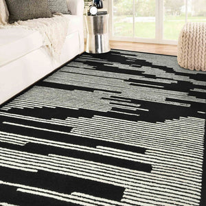 Amer Rugs Chicago Modern Geometric Hand-hooked Area Rug - Elegant Natural Wool Design For Timeless Decor Ebony Wool Chi60810